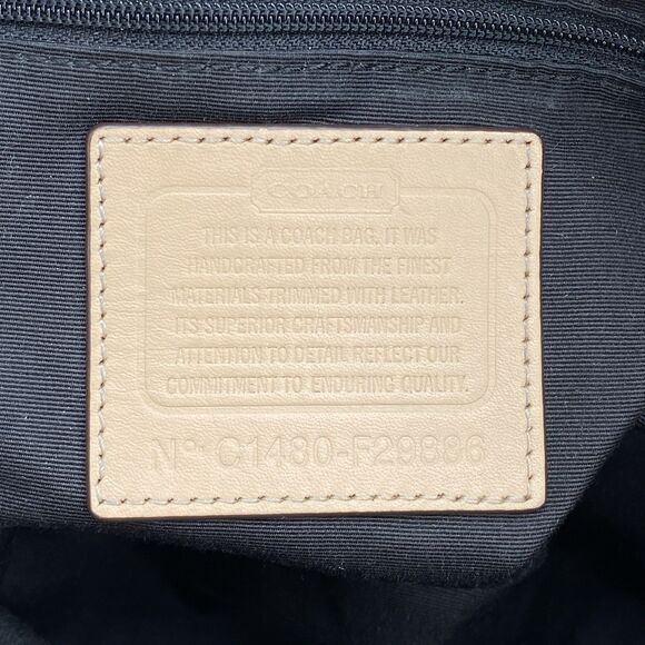 Coach Peyton Perforated Zip Top Tote F29886 Black White Signature Logo - Picture 14 of 16